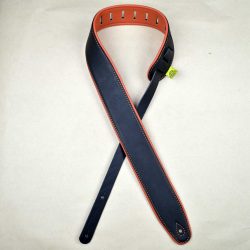 2.5″ Padded Upholstery Leather Guitar Strap Black & Orange