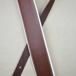 2.5″ Padded Upholstery Leather Guitar Strap Brown & White