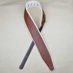3.0″ Padded Upholstery Leather Guitar Strap Brown & White