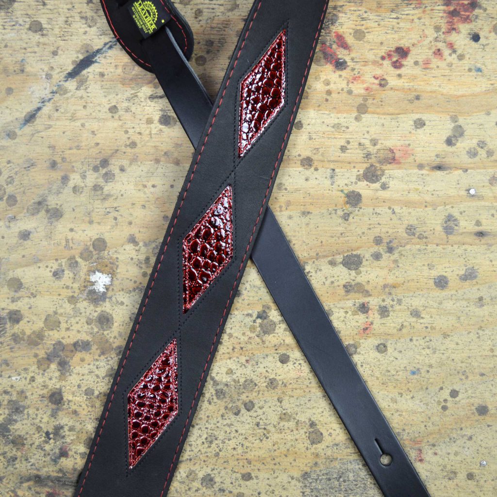 Leather Pattern Inlay Diamond Pattern Leather Inlay Strap - Colonial Leather