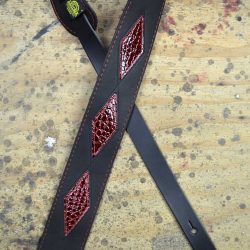 Red Croc Diamond Pattern on Black Leather Inlay Strap
