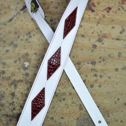 Red Croc Diamond Pattern on White Leather Inlay Strap