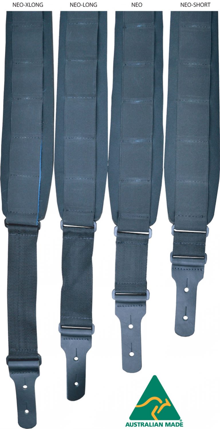 Black Neoprene Padded Extra Long Guitar Strap Colonial Leather