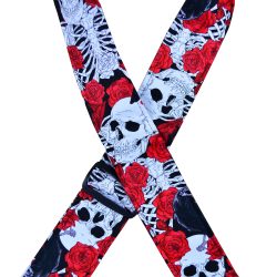 Rose & Skeleton Rag Guitar Strap