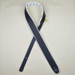 2.0″ Padded Upholstery Leather Guitar Strap Black & White
