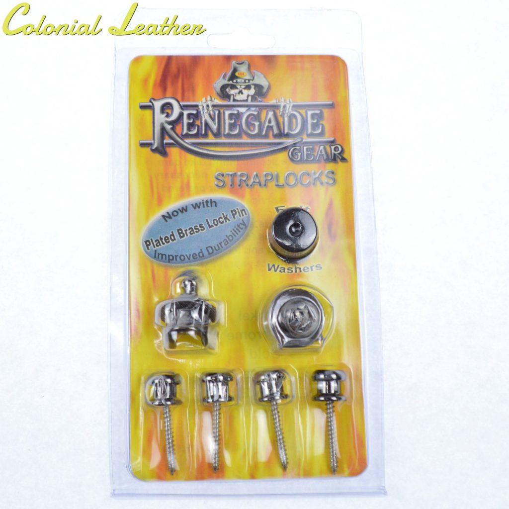 Black Chrome Guitar Strap Locks Colonial Leather