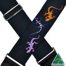3.5″ Slide Adjustable Cotton Webbing Guitar Strap – Lizards Embroidery