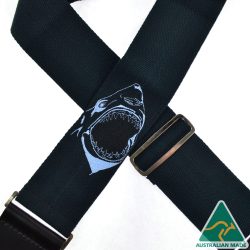 3.5″ Slide Adjustable Cotton Webbing Guitar Strap – Shark Embroidery