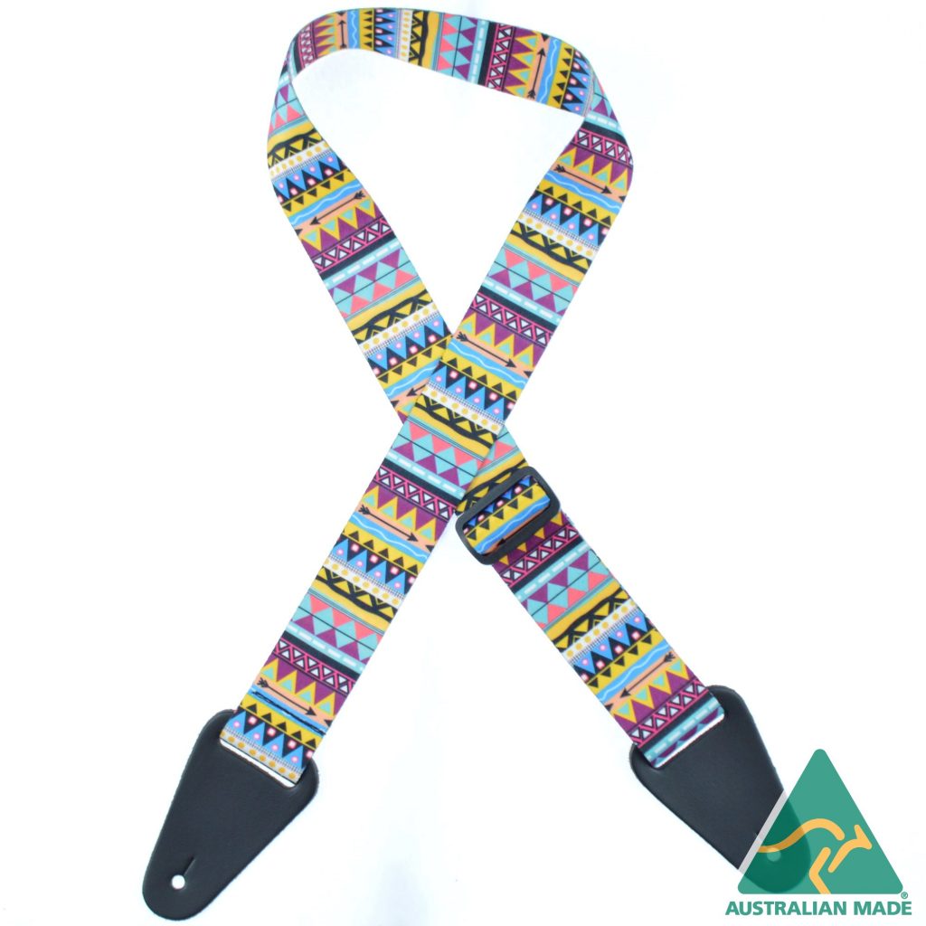Apache Printed Webbing Guitar Strap - Colonial Leather