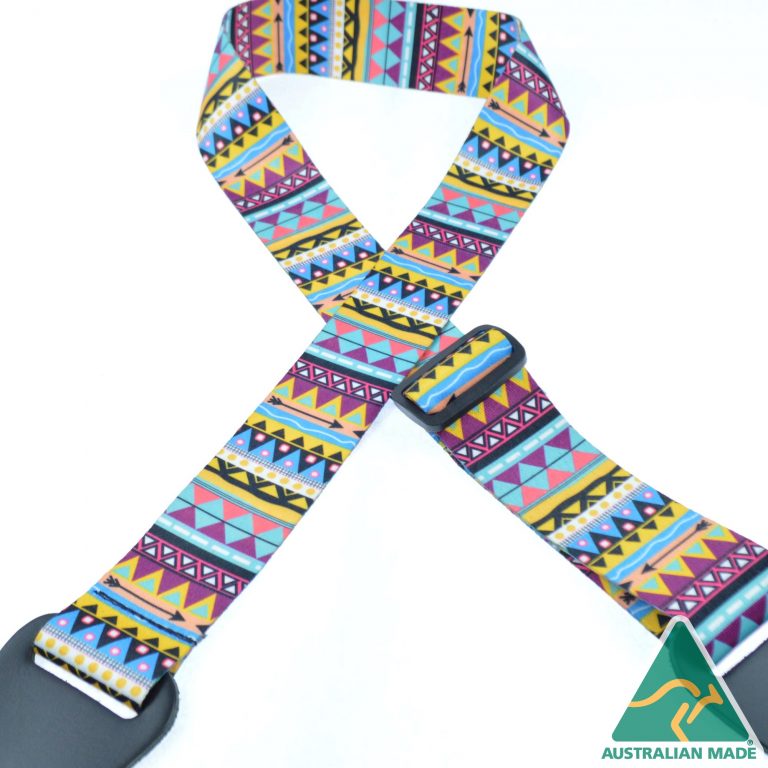 Apache Printed Webbing Guitar Strap - Colonial Leather