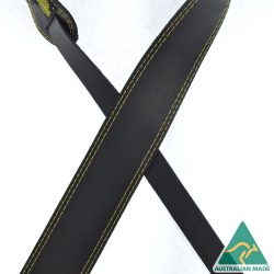 Yellow Stitched Black 2.5″ Leather Guitar Strap