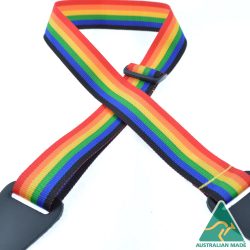 Rainbow Webbing with Heavy Duty Leather Ends Guitar Strap