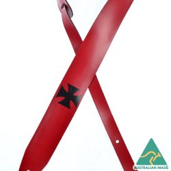 Cross Foil Printed Red Leather Guitar Strap