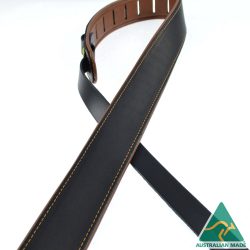 2.0″ Padded Upholstery Leather Guitar Strap Black & Tan