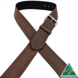 Stitched Brown Leather with HD Buckle Guitar Strap