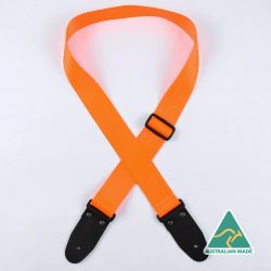 Fluro Orange Herringbone seat belt webbing 50mm guitar strap. SAH-FLOR