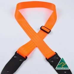 Fluro Orange Herringbone seat belt webbing 50mm guitar strap. SAH-FLOR