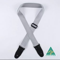 Grey Herringbone seat belt webbing 50mm guitar strap. SAH-GRY