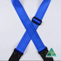 Light Blue Herringbone seat belt webbing 50mm guitar strap. SAH-LBL