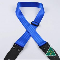 Light Blue Herringbone seat belt webbing 50mm guitar strap. SAH-LBL