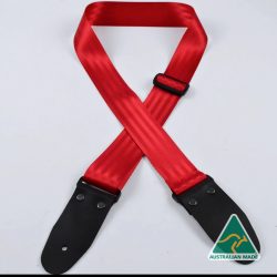 Red Herringbone seat belt webbing 50mm guitar strap. SAH-RE