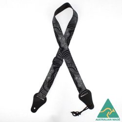 Aboriginal Art Rag Uke Strap – Dreamtime River Bed Black IUKE-16