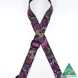 Aboriginal Art Rag Uke Strap – Bush Tucker After Rain Purple IUKE-20