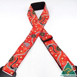 Aboriginal Art Rag Strap – Kangaroo Dreaming Red RSI-34
